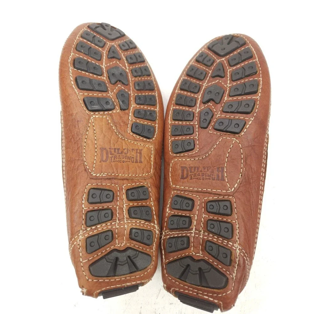 Duluth Trading Co Brown Pebble Leather Driving Loafer Men's 8 W 43183